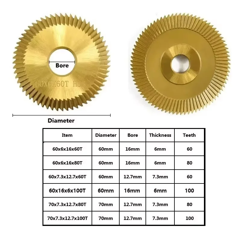 XCAN Brzeszczot do kluczy Dwustronny frez do kluczy HSS Frez do kopiowania kluczy Duplikat Maszyna 60/70 mm 60 80 zębów