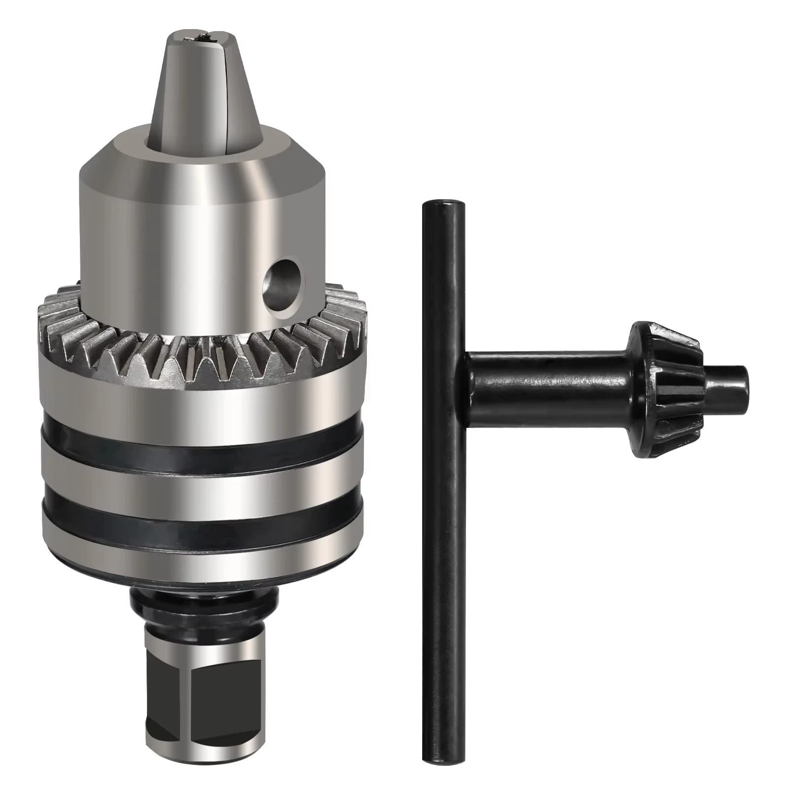 Capacity Range 3-16mm Magnetic Drill Chuck Adapter, 19mm Weldon Shank with Chuck Key for Drill, B16 Thread Drill Bit Adapter