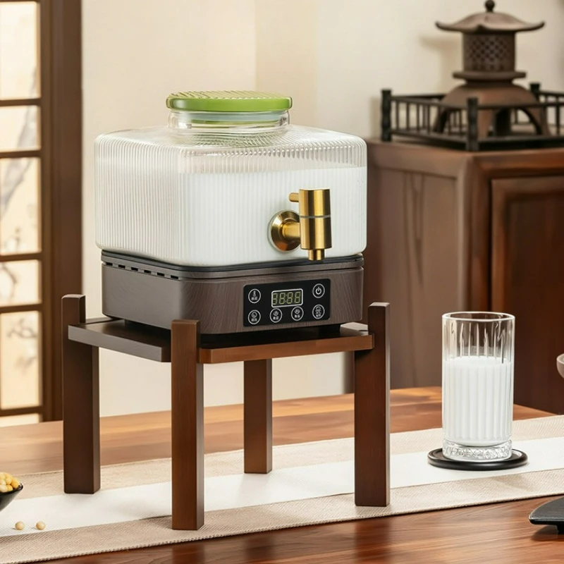 Heatable Glass Beverage Dispenser with Faucet for Soy Milk Bottle Juice Cold Hot Water Fruit Tea Commercial Storage Large Set