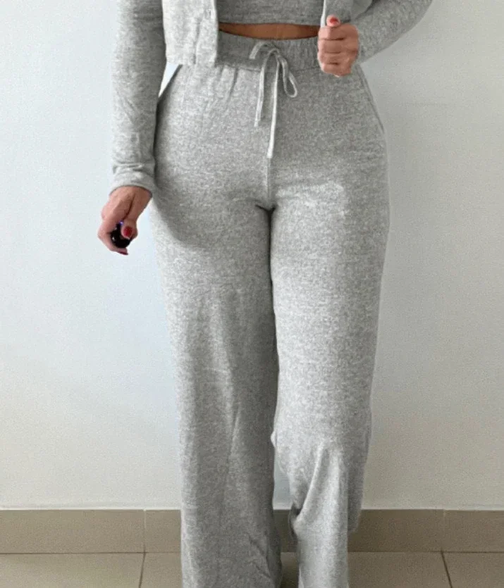 3-teiliges Set mit Umlegekragen, langen Ärmeln, Metallknöpfen, Dekor, Mantel, Oberteil, V-Ausschnitt, Spaghettiträger, Tank-Kordelzug, dehnbare Taille