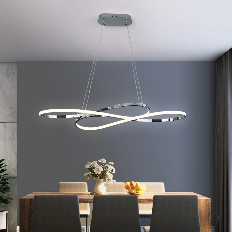 Modern Led Pendant Hanging Lights Lighting For Dining Room Kitchen Bar Pendant Lamp Gold or Chrome Plated Black Smart Home Alexa