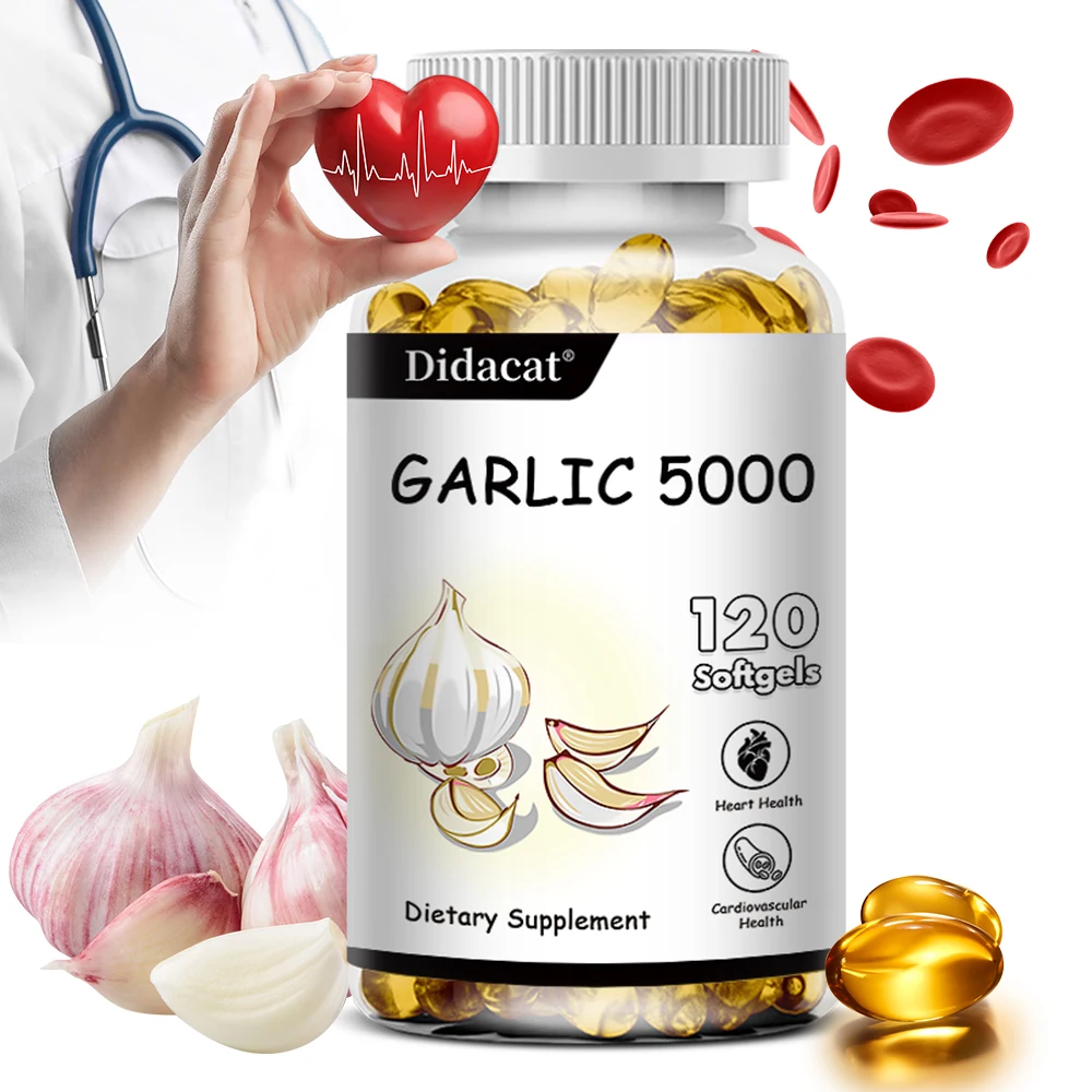 Organic Garlic Extract Capsules for cholesterol balance, skin, heart health, dietary supplement