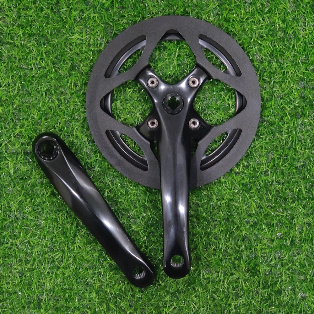 44T 170mm Bicycle Crankset Single Speed Crank Set Aluminum Alloy Unilateral Cover Square Hole Folding Bike Crank Sprocket Parts