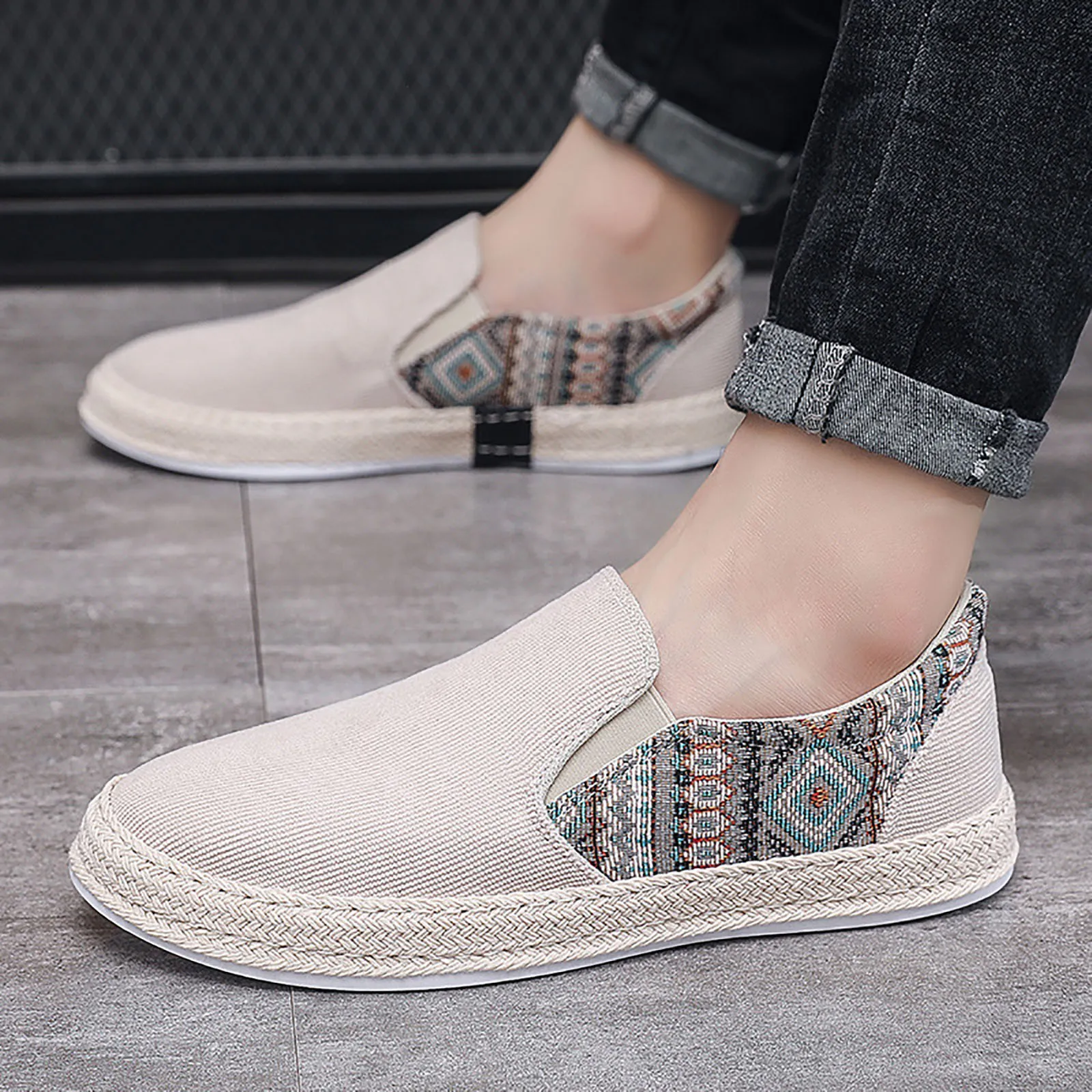 

2023 New Fisherman's Shoes Spring Autumn Canvas Thick Soled Slip On Lazier Shoes Casual Comfort All Match Chaussure Homme