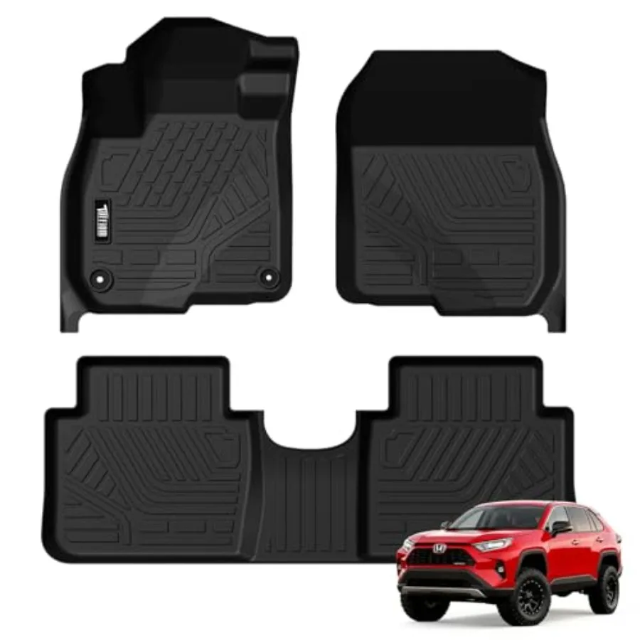

Car Floor Mats Fit Honda CR-V 2017-2022 Full Set 1st 2nd Row All Weather TPE Interior Protector Car Accessories in Black