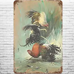 Metal Sign 8;x12; Vintage Pelea De Gallos, Retro Wall Decor Farm Rooster Fighting Cock Cockfighting Gamecock Retro Game Fowl Art