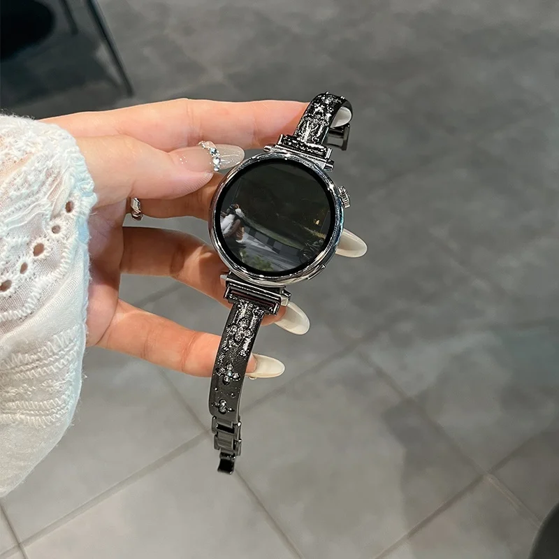 

22mm/20mm/18mm flower studded diamond fashion strap suitable for Huawei GT5/GT5 Pro/GT4/GT2/3/4