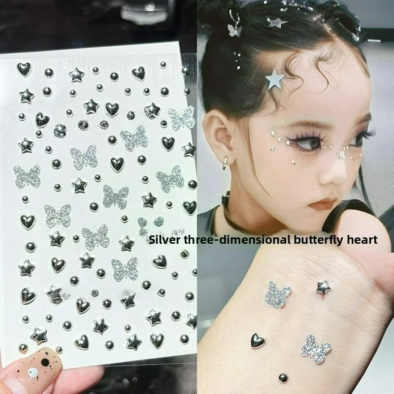 

2 шт. детские сценические сверкающие алмазные наклейки, акриловые наклейки для глаз, наклейки для лица, фото и украшения для дизайна ногтей