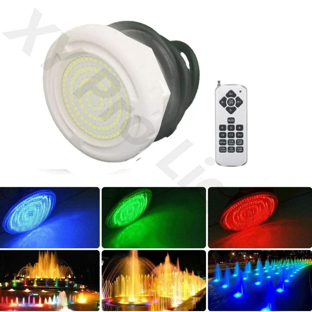 LED Underwater Swimming Pool Light RGB Color Changing AC/DC12V 15W IP68 Waterproof Lamp With Remote Controller For Wedding Party