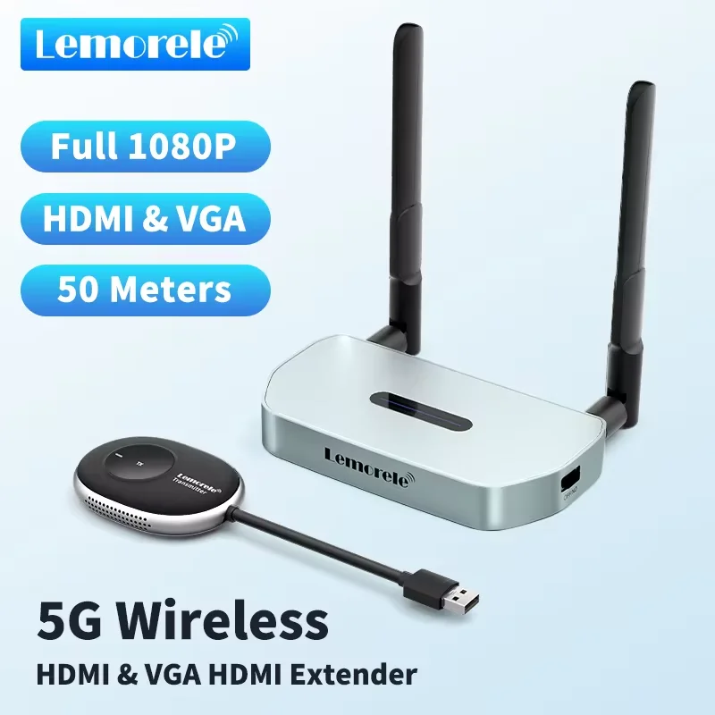 Lemorele ตัวรับส่งสัญญาณไร้สายแบบ USB 1080P KIT 5G 50M ดองเกิลแสดงผลบนหน้าจอสำหรับแล็ปท็อปจอภาพทีวีโปรเจคเตอร์