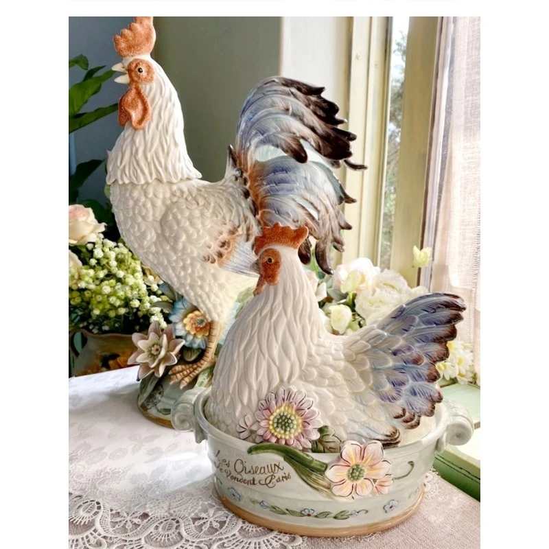 Ceramic Hen Storage Jar Organizer Box Candy Cookie Snack Egg Home Decoration ornaments to send friends