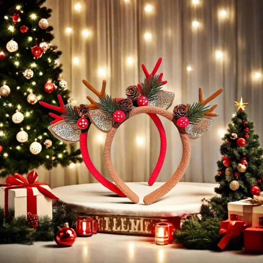 1 قطعة عصابات عيد الميلاد حفلات عيد الميلاد تفضل لوازم الديكور هدايا عيد الميلاد كابينة تصوير شجرة عيد الميلاد ثلج الرنة قرون