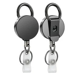 1pc Metal Pull Button Retractable badge reels Belt Keychain High Elastic Recyclable Cable Puller Key Chain for ID Name Card