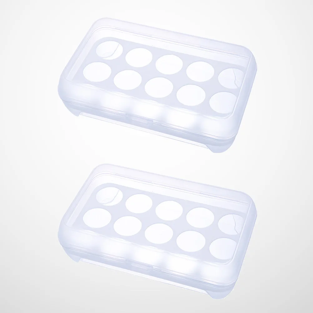 

2pcs 15 Slot Transparent Plastic Egg Storage Box Anti-Collision Egg Holder Container For Kitchen Home Use Durable Space Saving