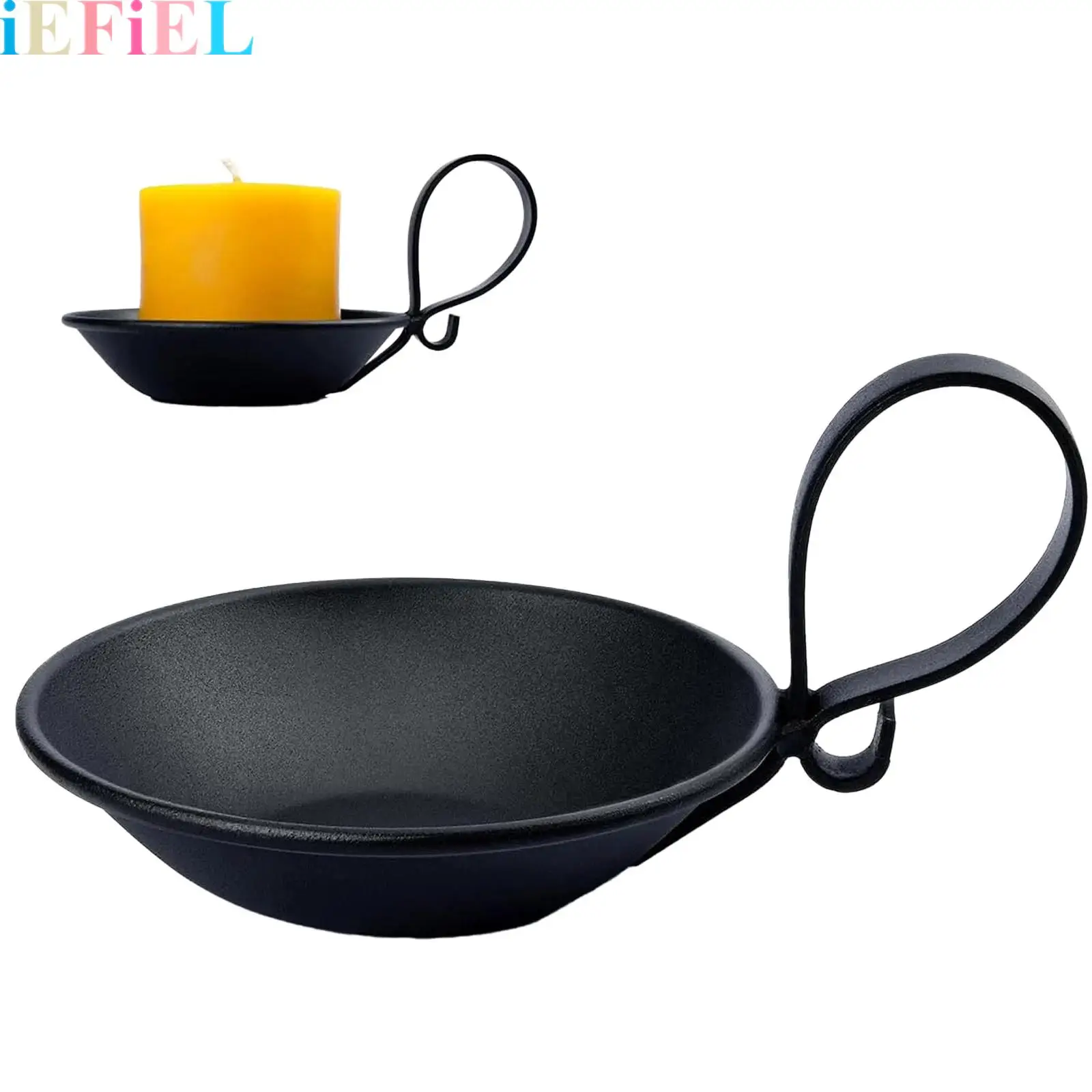 

Iron Matte Black Pillar Candle Holder with Handle Simple Industrial Style Table Centerpiece Decoration