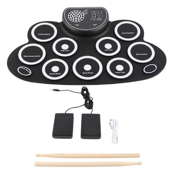 Drum Pads with Speakers Roll Up Drum Set Electronic Drum Set USB Rechargeable Speaker Kid