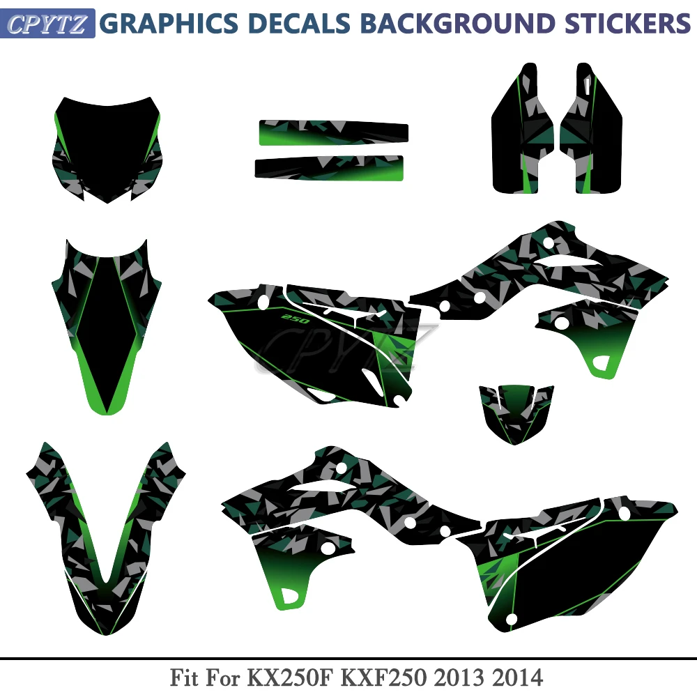 Calcomanías gráficas completas para motocicleta, personalizadas con número y nombre, compatibles con KX250F KXF250 KXF 250 KX 250F 2013 2014 2015 2016
