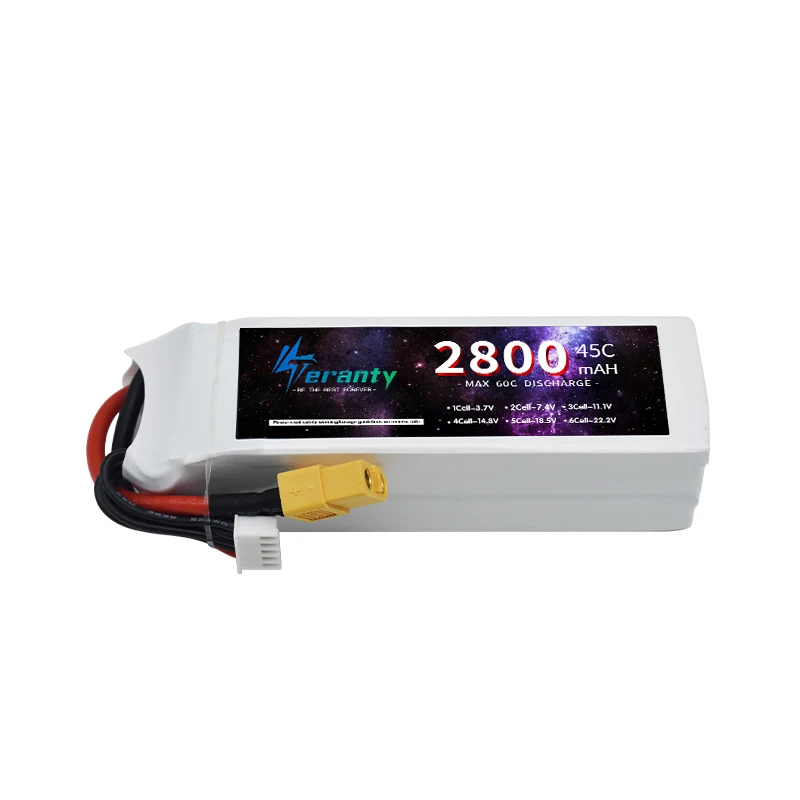 TERANTY-Batterie Lithium Polymère 4S, 14.8V, 2800mAh, Lipo, 45C, Voiture RC, Drone Racing Hobby, Rechargeable, Quadrirotor, Accessoires