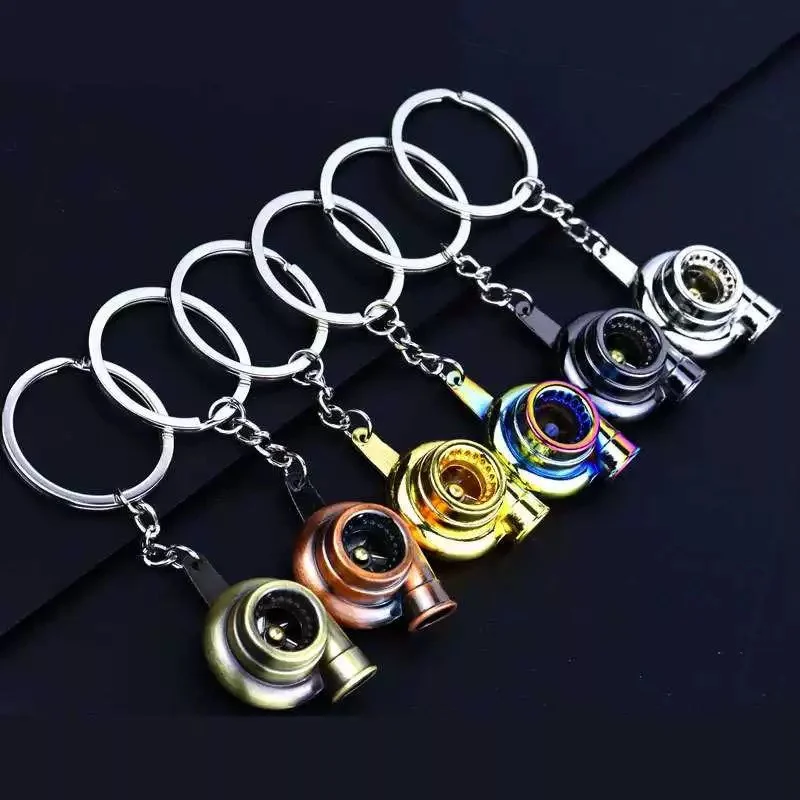 Metal Spinning Turbocharger Keychain Car Part Manual Gear Shifter Wheel Rim,Brake Disc keychain Best Gifts for Car Lovers