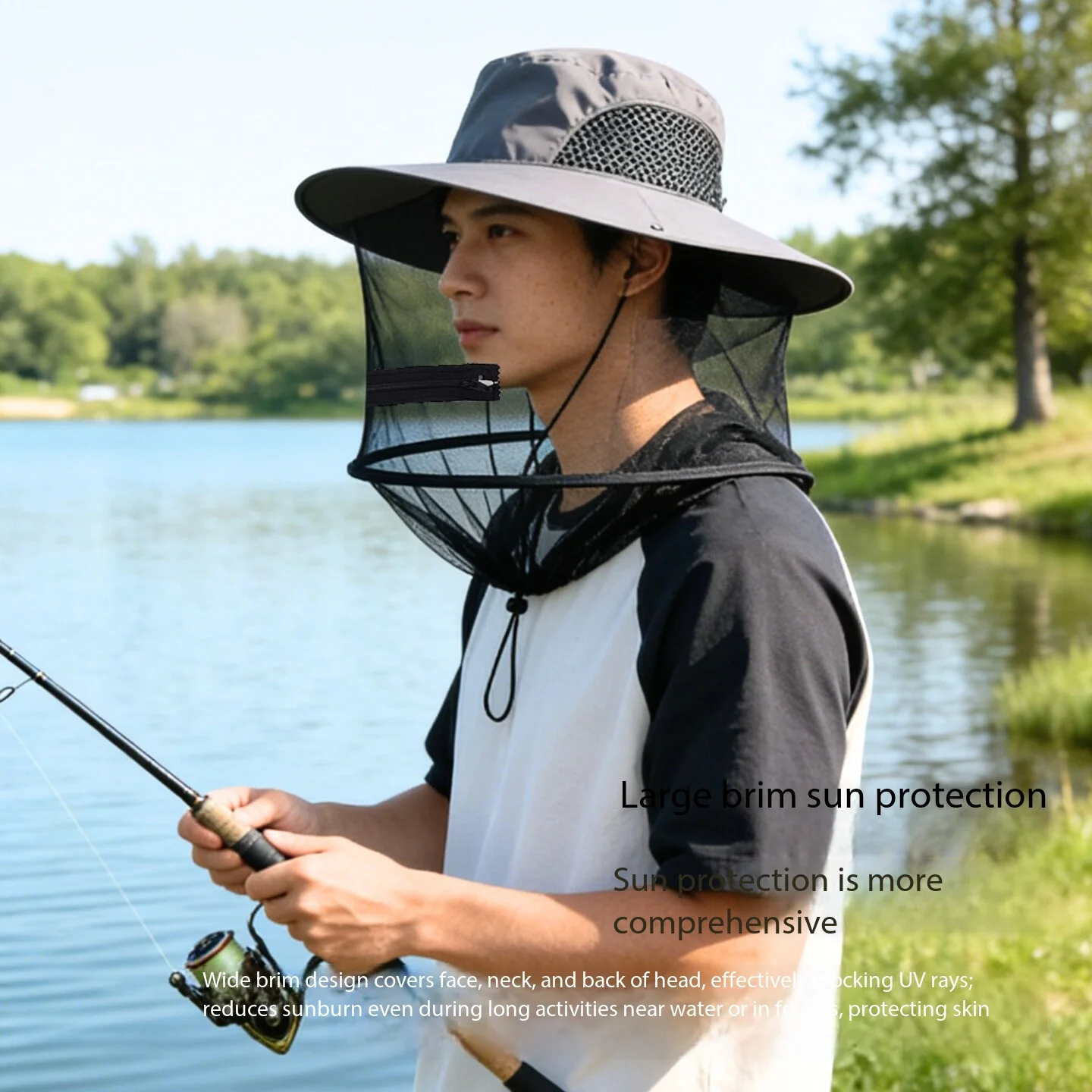 Outdoor Mosquito Proof Hat, Breathable Mesh Mask, Insect Bee Proof Hat, Face Covering, Hiking Sun Protection, Fishing Hat