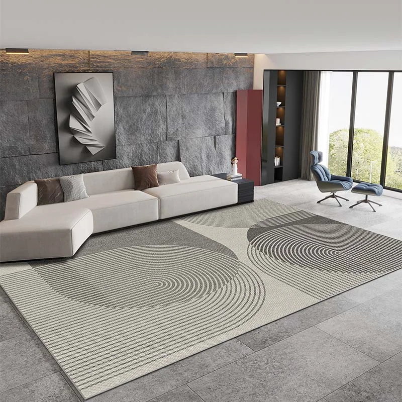 VIKAMA Modern Concentric Circle Large Living Room Carpet, Soft Non Slip Floor Mat Abstract Geometry Interior Home Decoration