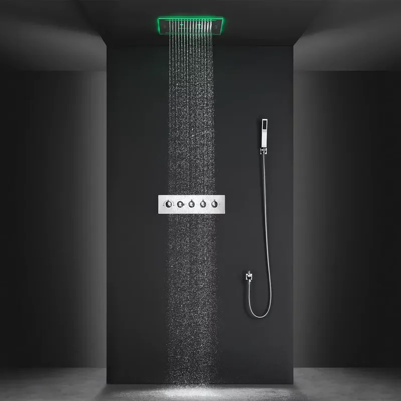Thermostatic Bathroom 4 Ways Mixer Set 16'' Music Shower Rain ,mist , Waterfall