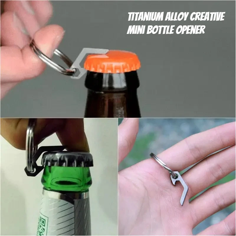 

Titanium Alloy Mini Creative Multifunctional Bottle Opener Keychain Pocket Tool Portable and Portable for Use with EDC Tools