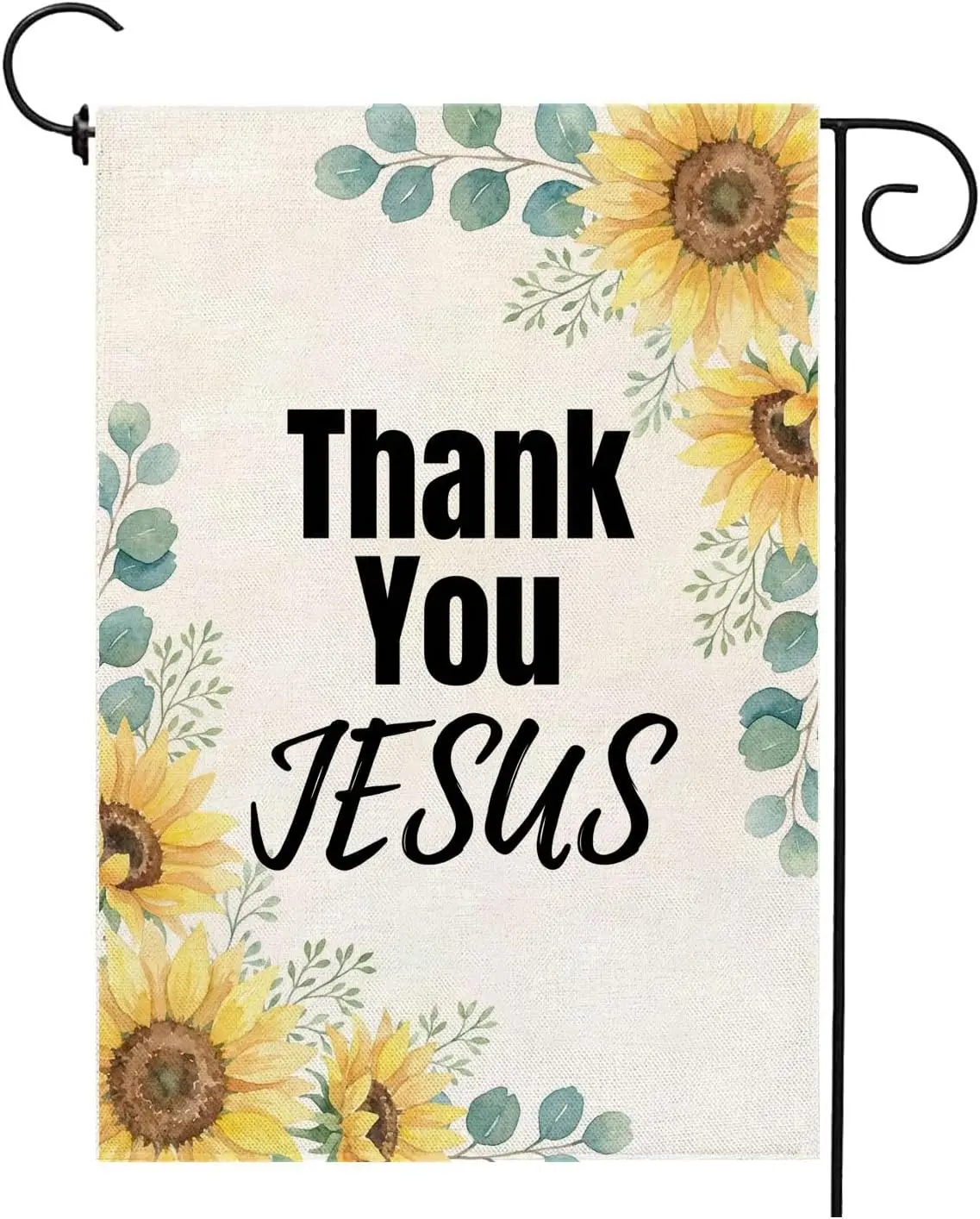 Thank You Jesus Summer Garden Flag 12x18 Inch Christian Double Sided Jesus Garden Flags for Outside Sunflowers House Outdoor ZZM