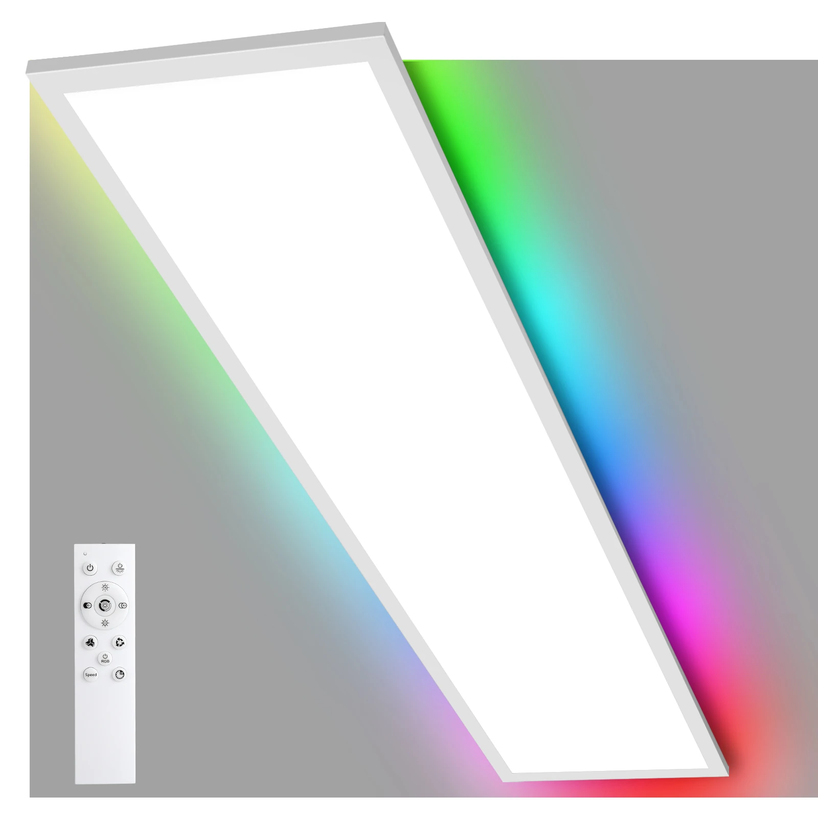 RGB LED-Panel-Deckenleuchte 120x30cm, 40W 4400LM Dimmbar mit Fernbedienung, 3000-6500K Lampe für Schlafzimmer Wohnzimmer Büro