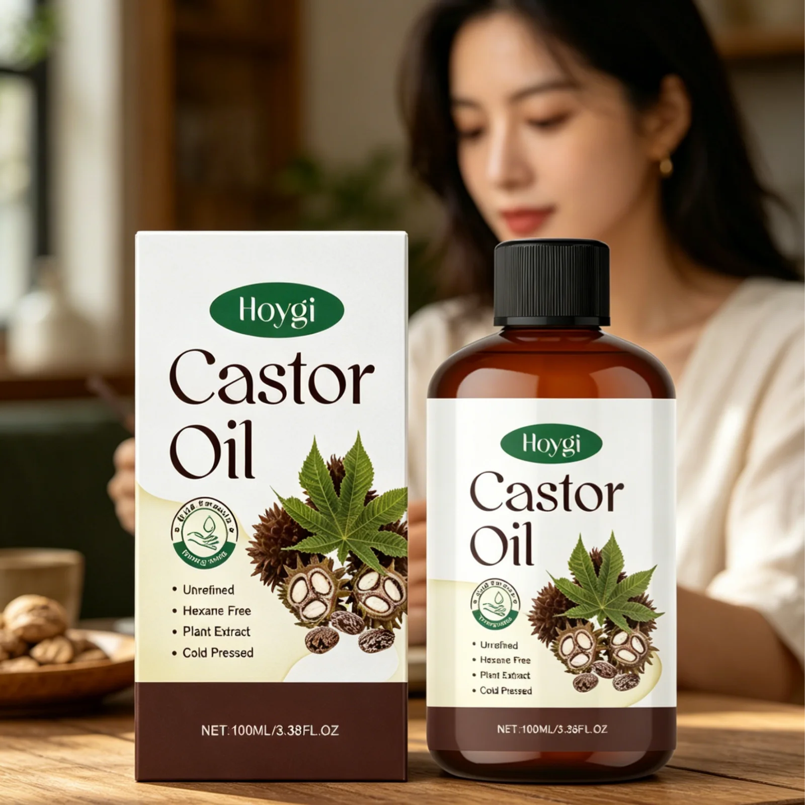 Hoygi Pure Castor Oil Long Lasting Moisturizing Skin Rejuvenate Nourishing Hair Follicles Anti Dry Body Hair Skin Care Oil 100ml