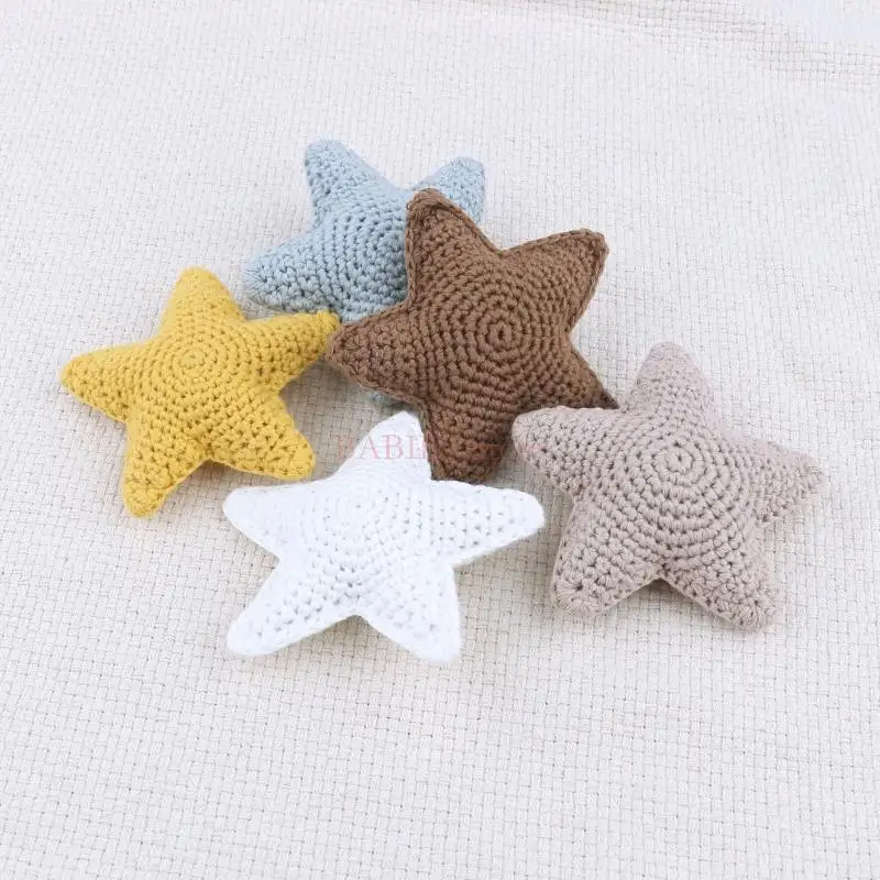 C9GB Pacifier Clip DIY Accessories Handwoven Stuffed Star Crochet Bead Baby Teether