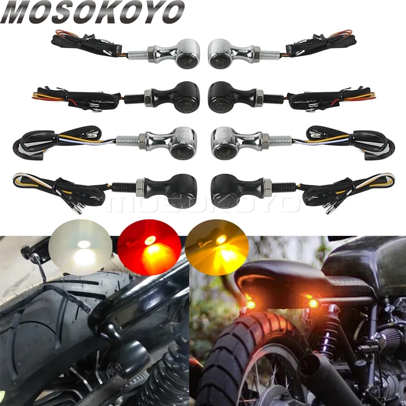 8 مللي متر دراجة نارية صغيرة LED بدوره مصباح إشارة رصاصة ضوء وماض لكاواساكي سوزوكي ياماها دوكاتي هارلي هوندا مقهى المتسابق بوبر