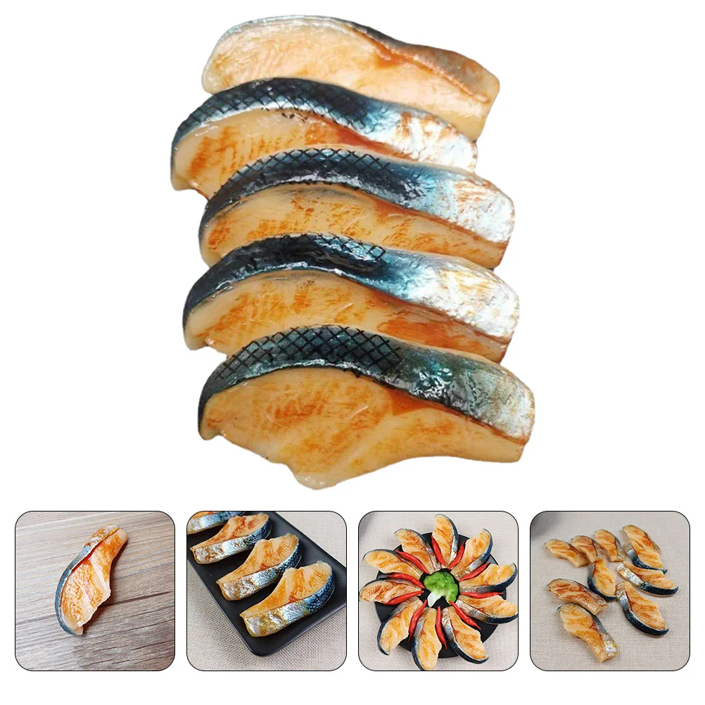 5 Pcs Imitation Fish Nuggets Play Food Fake Meat Seafood Toys Models for Teaching Pvc Kids Kitchen Toddler