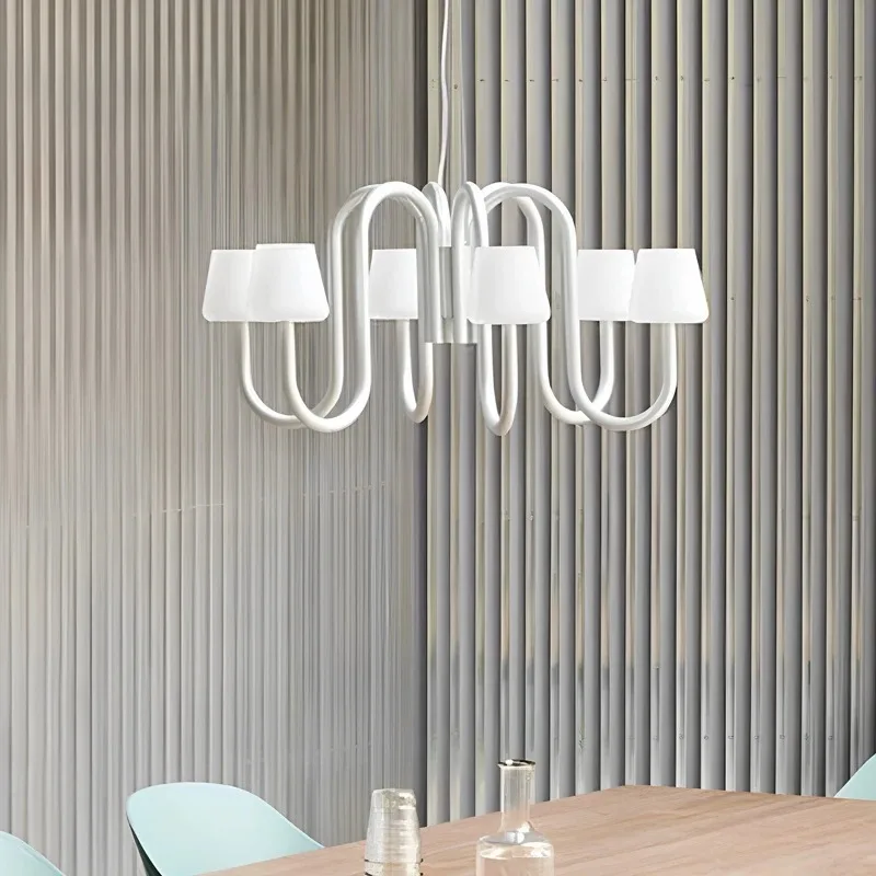 

Artistic Minimalist Aluminum LED Pendant Lamp Glass Chandelier For Bedroom Dining Room Living Room Home Decor Lighting Fixture