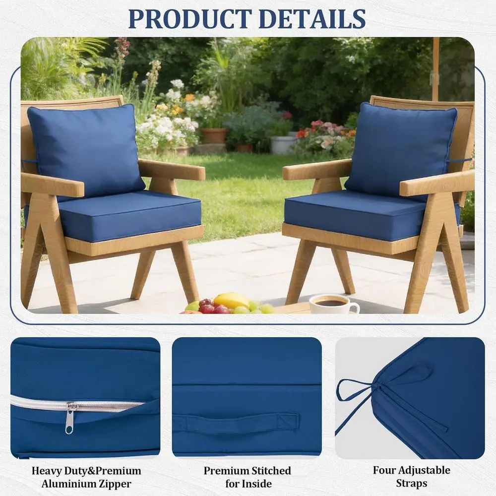 24x24 Outdoor Deep Seat Cushions Set of 4, Patio Replacement Foam Cushions for Outdoor Furniture, Waterproof & Fade Resistant Pa view 6