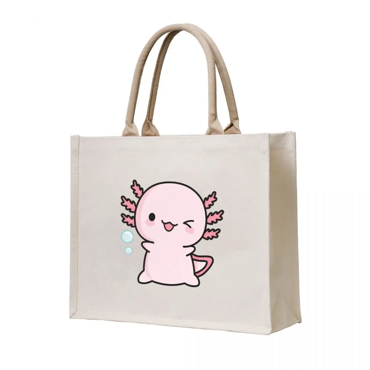 

Copia de Cute Axolotl Salute Tote Bag eco bag folding Handbags large tote bag shopping cart bags