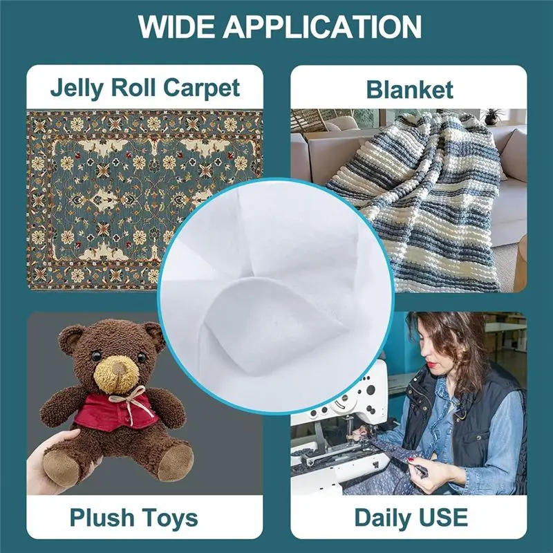 Desired-3 Roll Jelly Roll Batting Strip Needle Punched Cotton Roll For Jelly Roll Rugs,Throw Rugs,Braided Rug