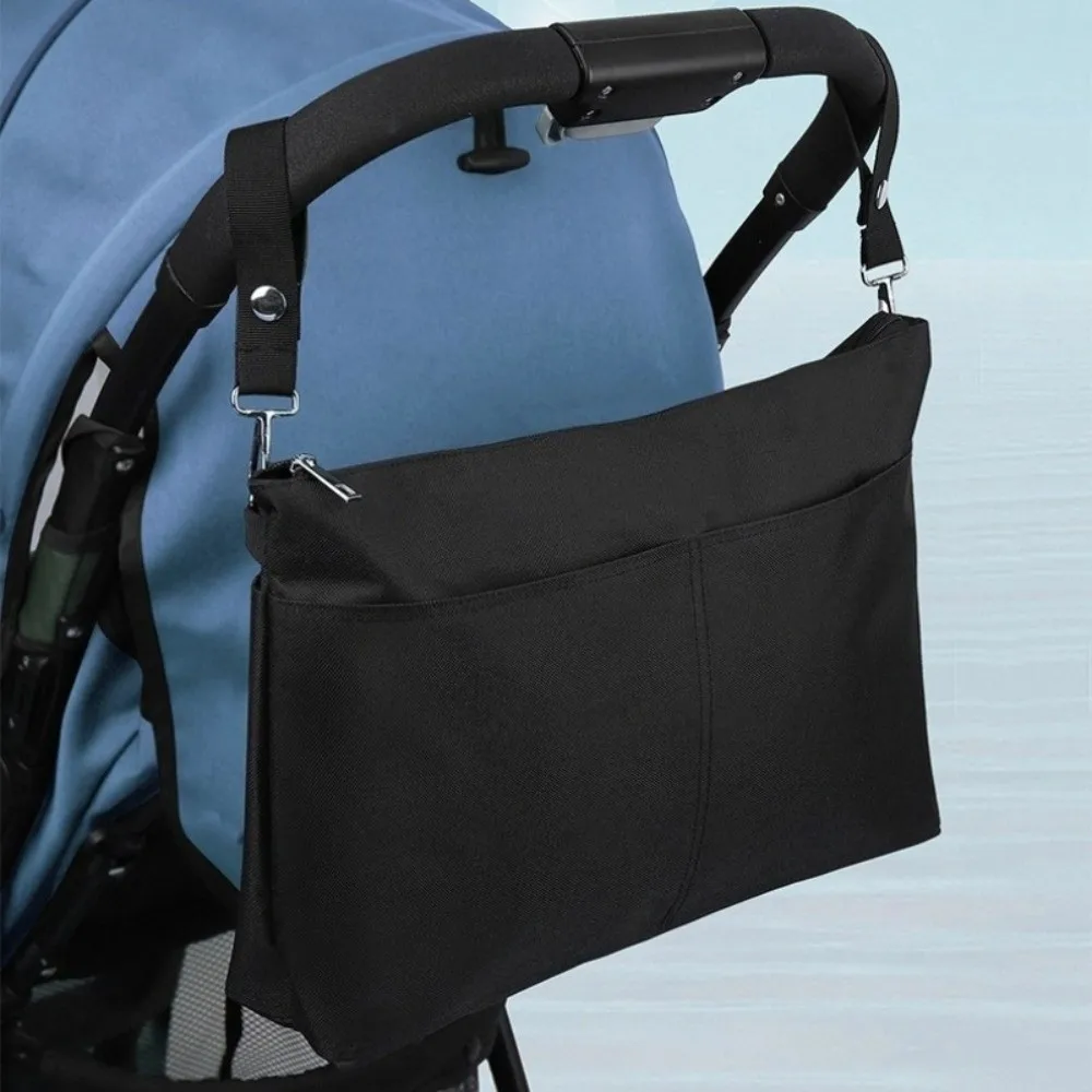 Portable Baby Stroller Storage Bag Large-capacity Black Baby Pram Hanging Bag Waterproof Multifunction Mommy Shoulder Bag