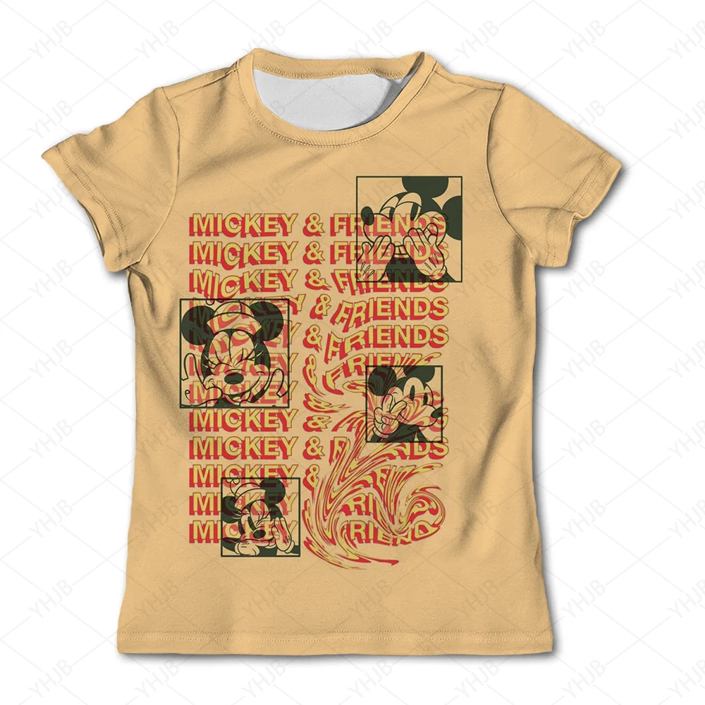 Camiseta de Disney para niños y niñas, ropa de calle de manga corta, Minnie, Mickey Mouse, navidad