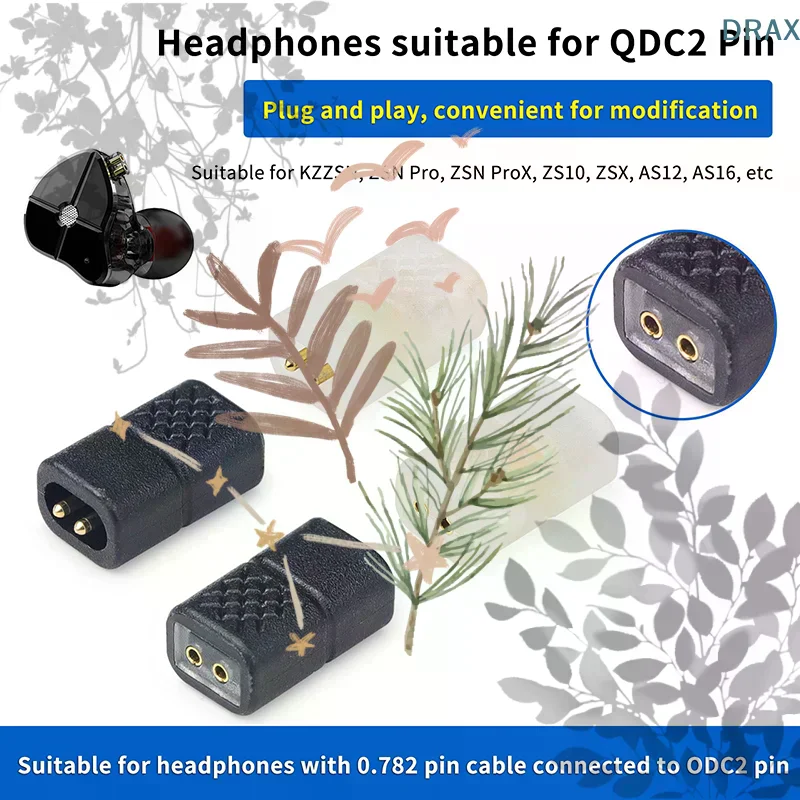 Earphone Converter for KZ ZSN/ZS10/ZSX/AS12, 0.78mm Female to QDC Male Earbuds Connector