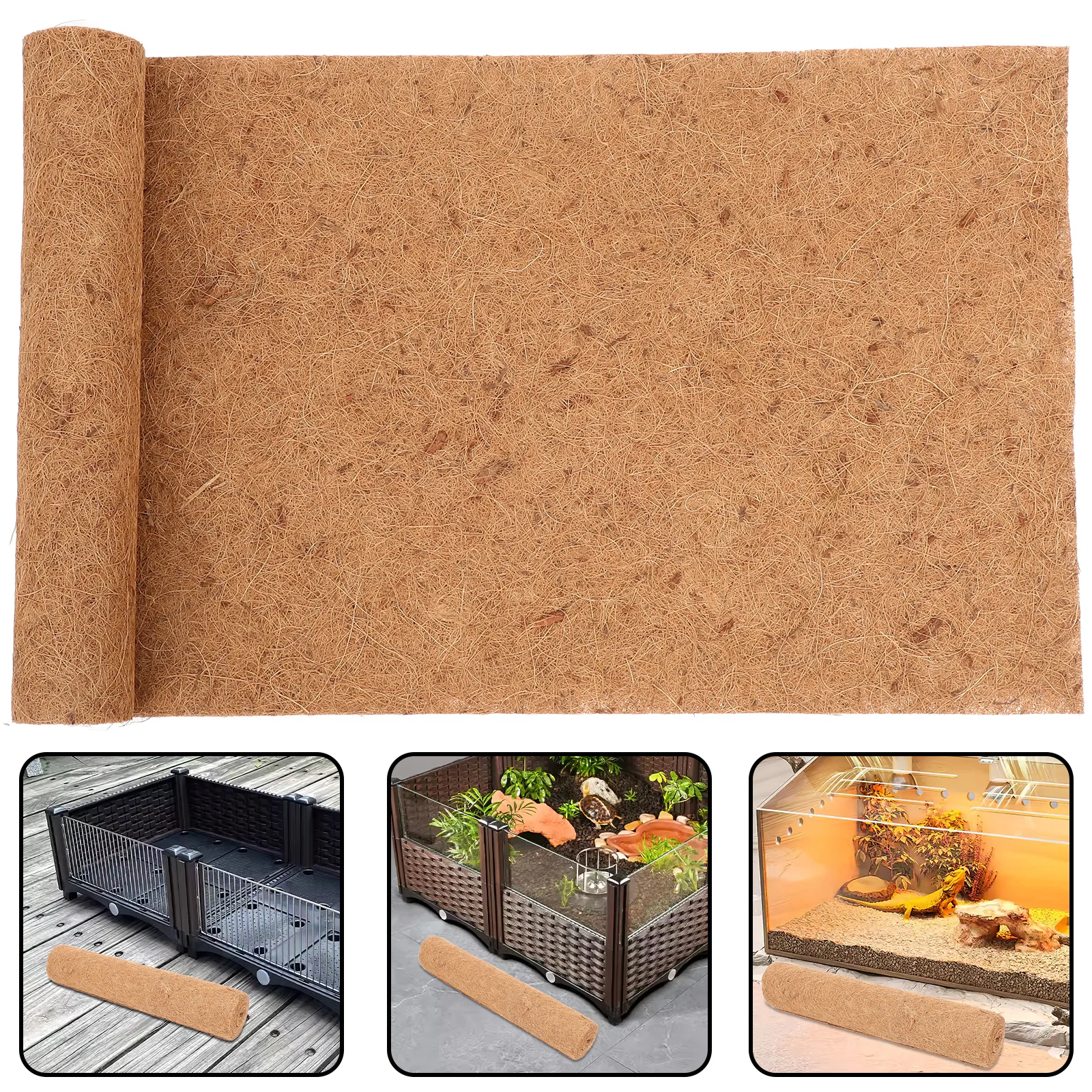 

Natural Coconut Fiber Reptile Carpet Mat for Terrarium Tortoise Rabbit Hamster Bedding Substrate Non-Abrasive Absorbent Reusable