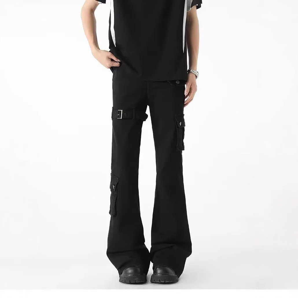 Spring and Autumn Niche Designer Multi-pocket Tooling Jeans Men's Trendy Brand Ruffian Handsome Design Straight Thin Pants