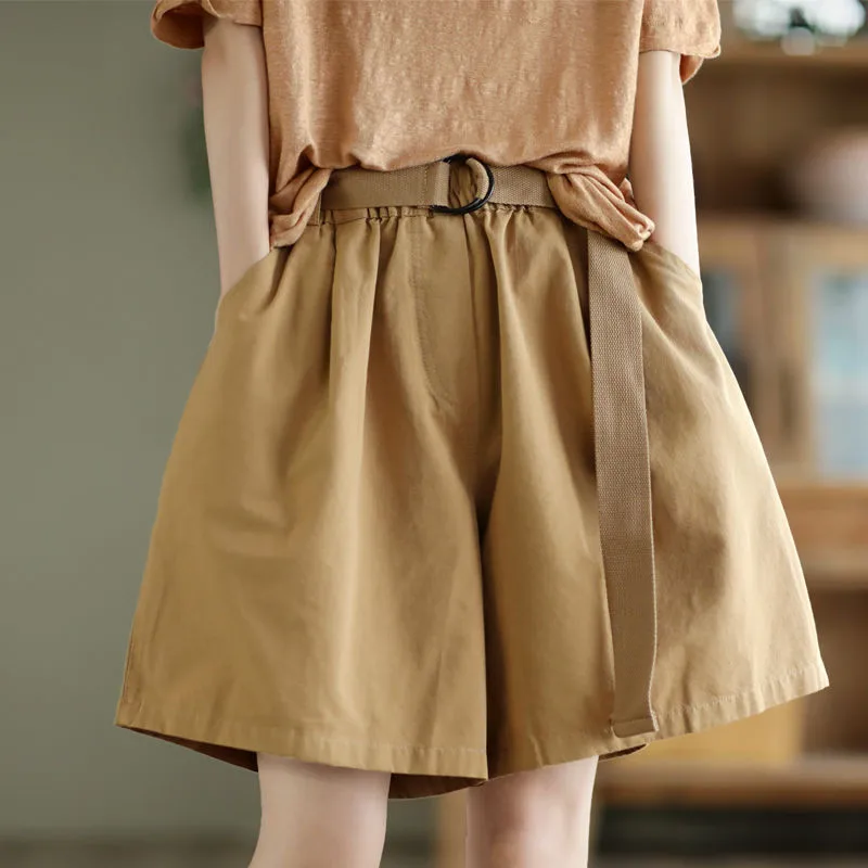 

Свободные повседневные рабочие хлопковые шорты с асимметричным высоким поясом и широкими штанинами, бренд Bule, женская одежда, летние шорты-хотпэнты