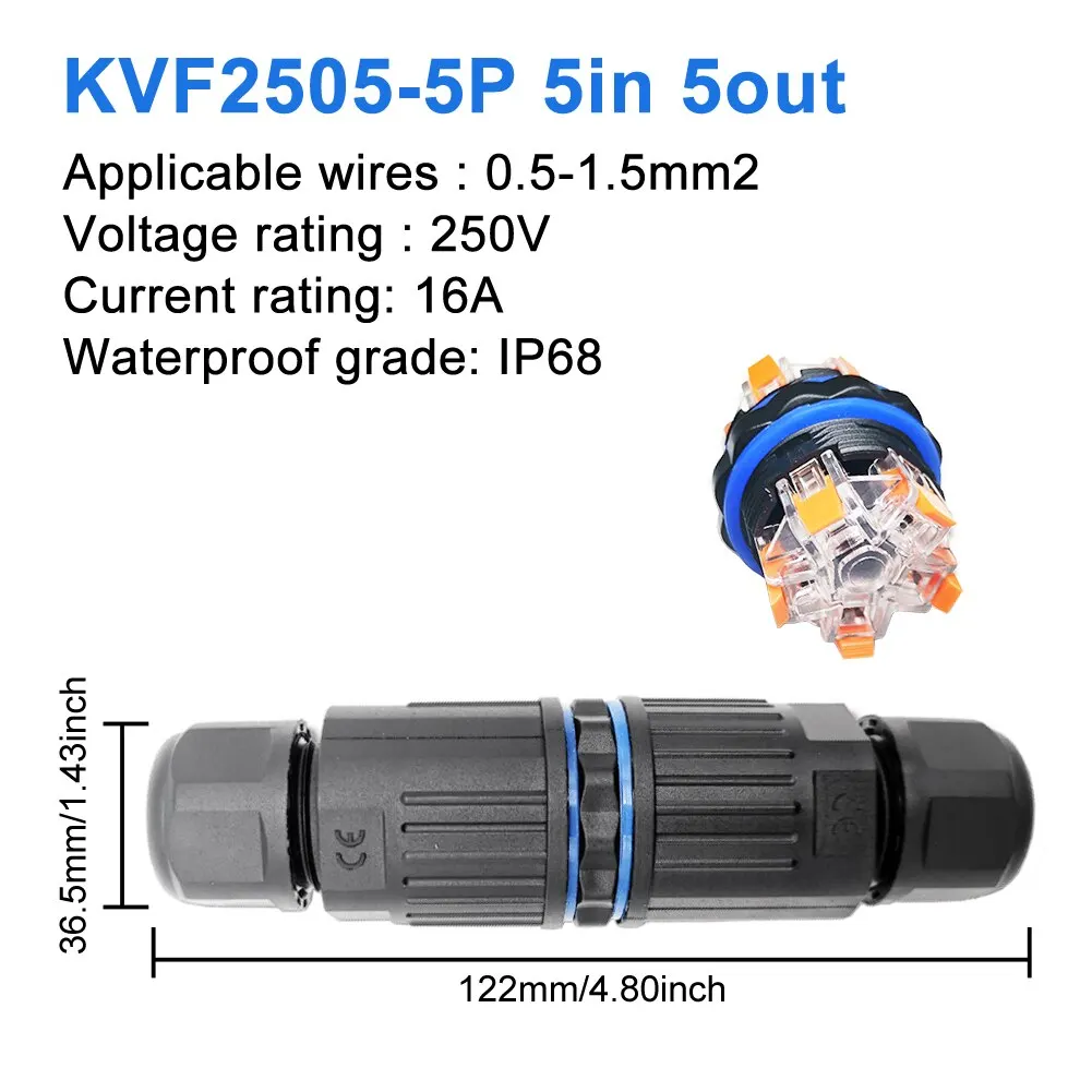 Ip68 Waterdichte Kabel Connector Snelle Verbinding KVSF-15 2 In 2 Uit 2 2/3/4/5 Pin Elektrische Terminal Adapter Draad Connector