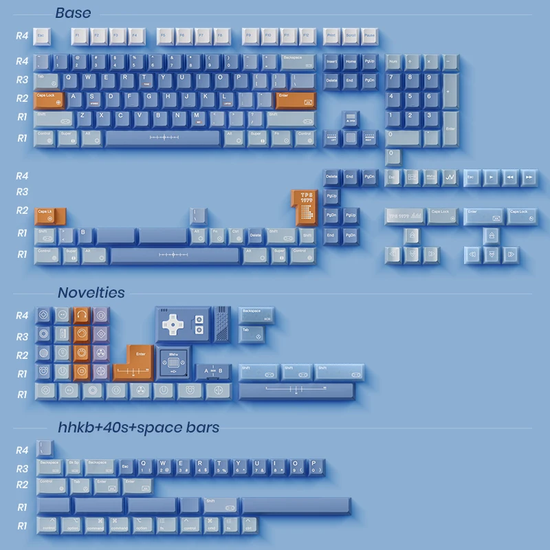 80Retros TPS1979 Keycap Teclado mecánico Retro Keycap PBT medio transparente dos colores PC Esports Laptop Gaming Keycaps