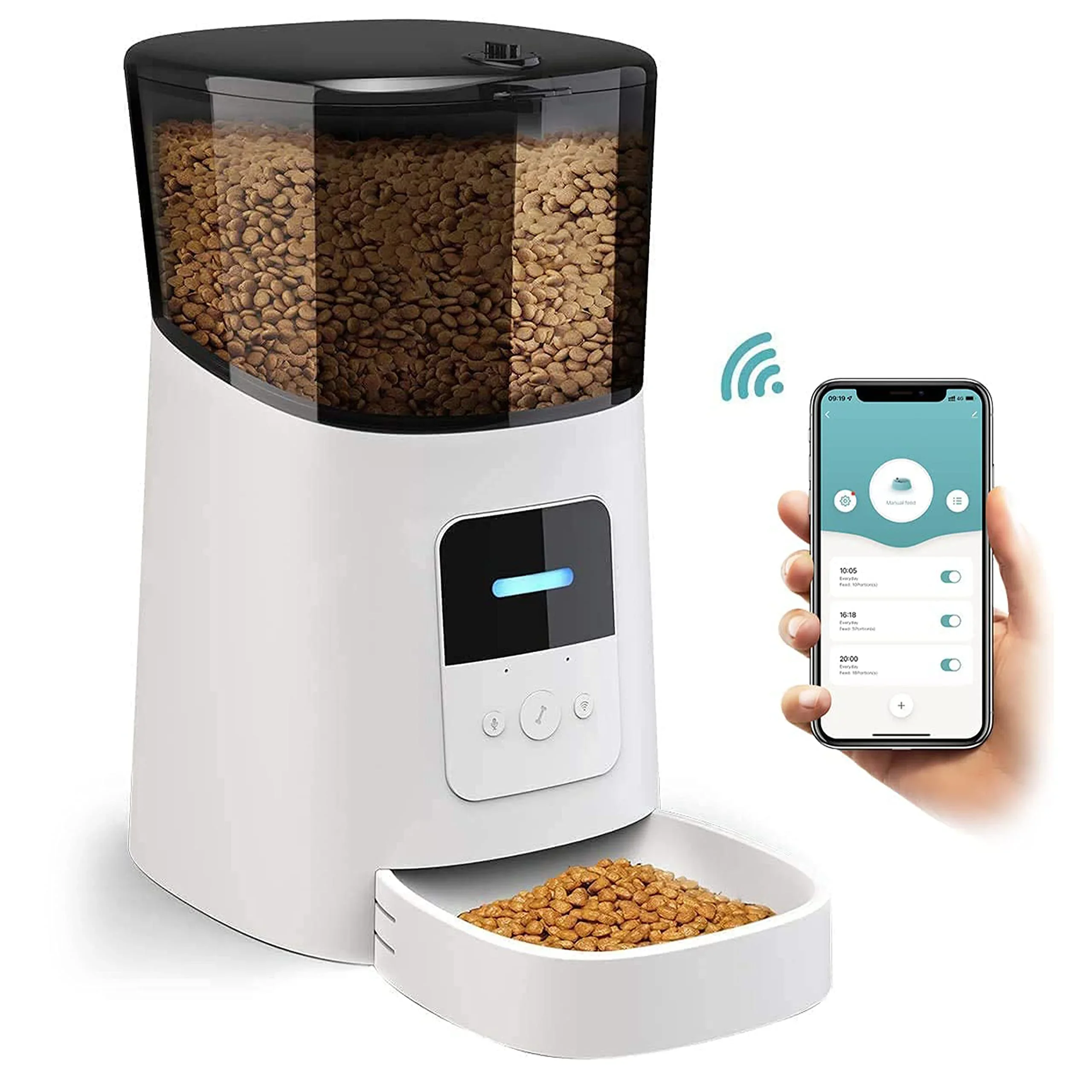 

Factory Wholesale Smart Pet Feeder Wifi Mobile Phone App Remote Control Microchip Dog Cat Automatic Pet Feeder with 6l