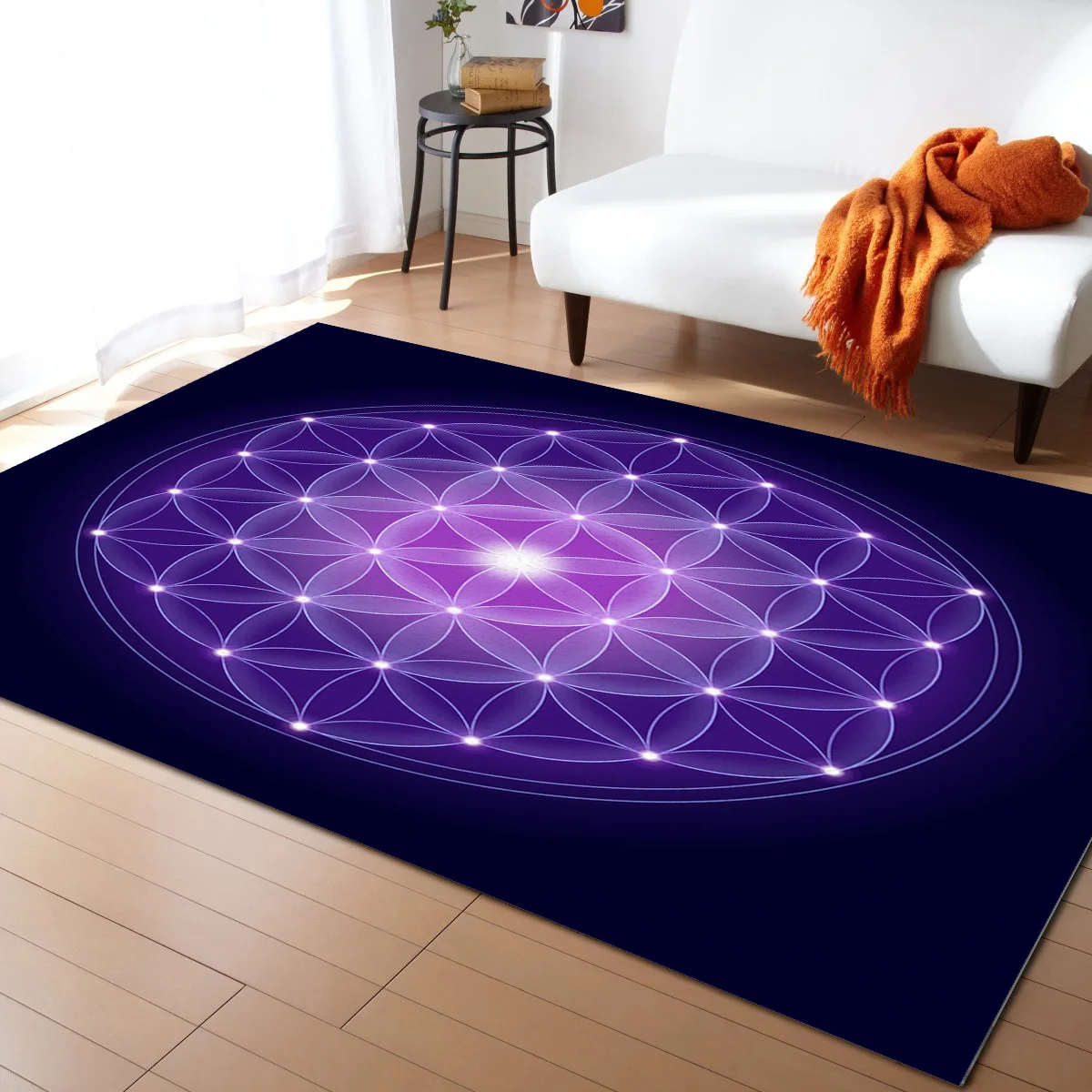 Purple Circular Flower Dense Image Living Room Floor Mat Children's Room Bedroom Bedside Carpet Kitchen Door Mat