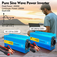 Pure Sine Wave Inverter For Car DC12/24V to AC220V 2000/1000W Solar Converter Inversor инвертор чистый Sinus