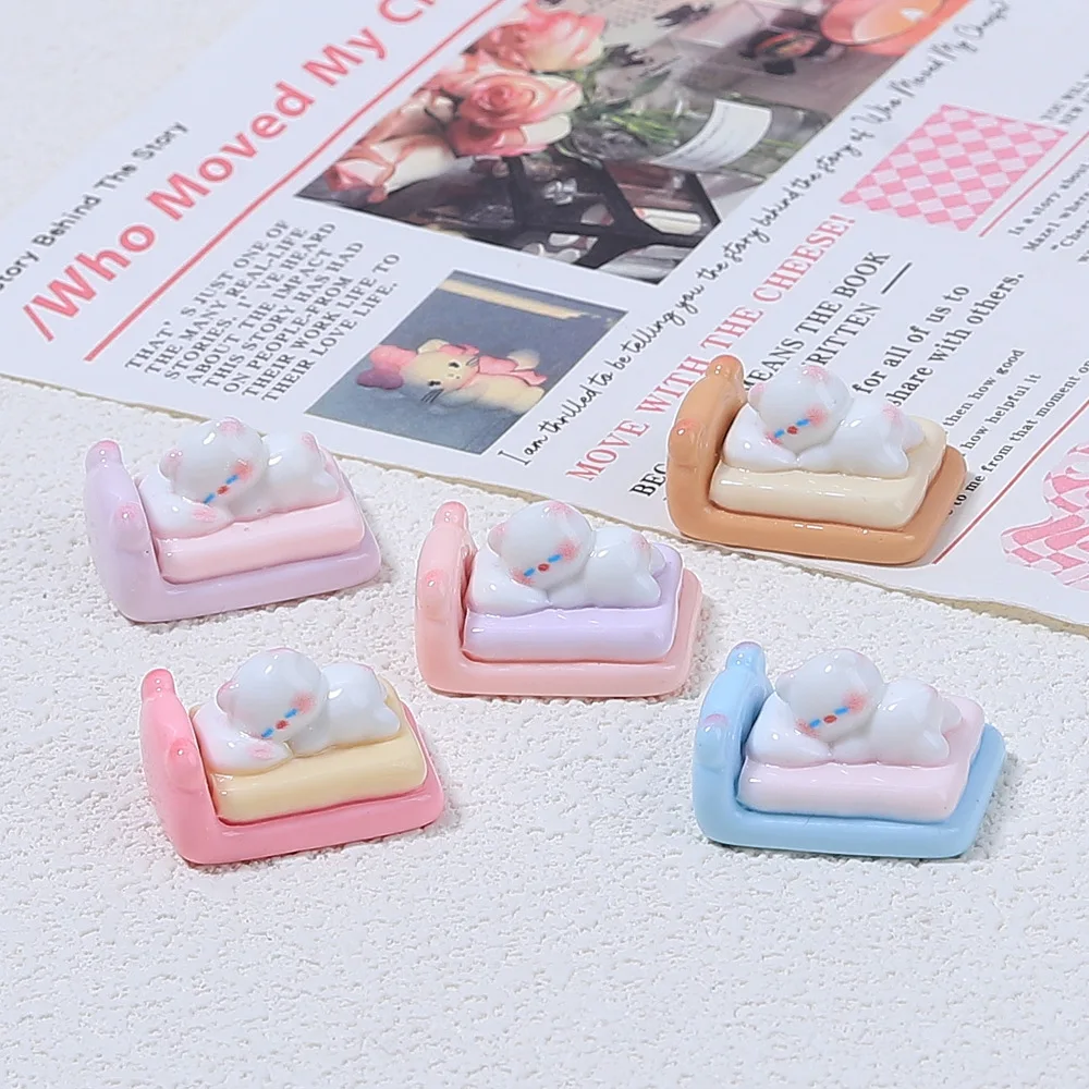 100PCS Cartoon Sleep Cat Resin Flatback Cabochon Scrapbook Kawaii Embellishments Dollhouse Accessories