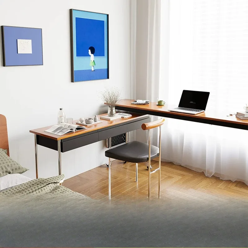 

Solid wood desk ancient style simple home small apartment corner double-layer combination mobile computer desk